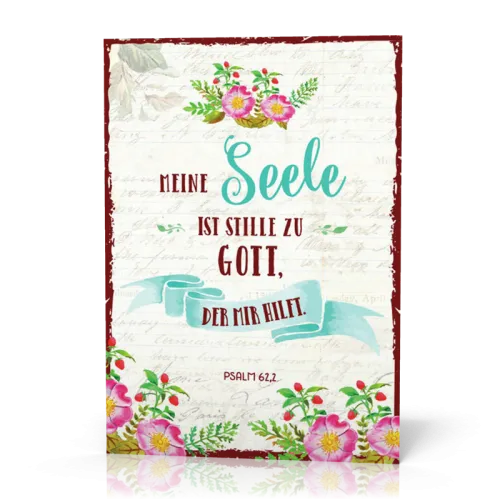 Postkarte Meine Seele ist stille zu Gott Poesie - 12 Stück pro Päckchen