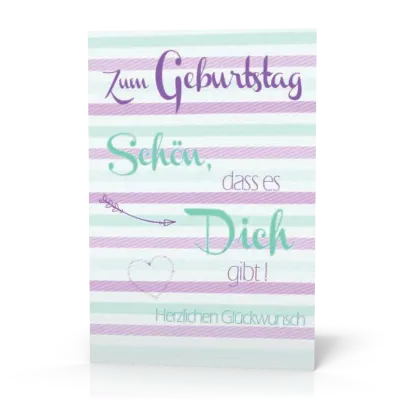 Doppelkarte Geb. Streifen lila-türkis PG11