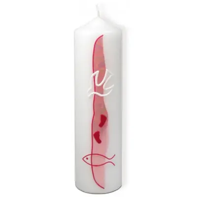 Bougie motif rose colombe, pas, poisson