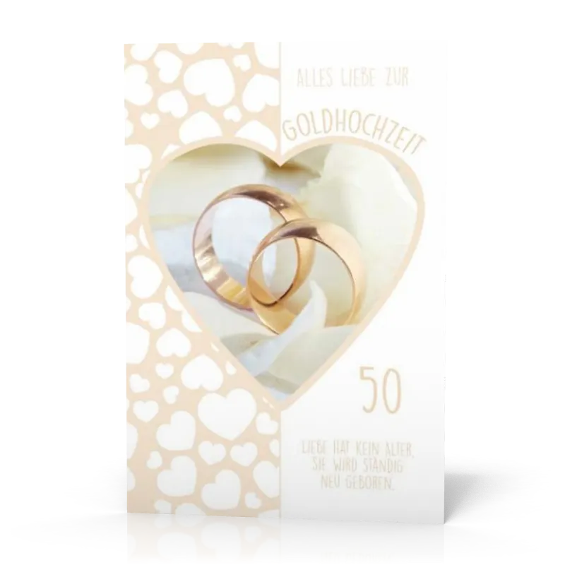 Doppelkarte Ringe im Herz gold PG11