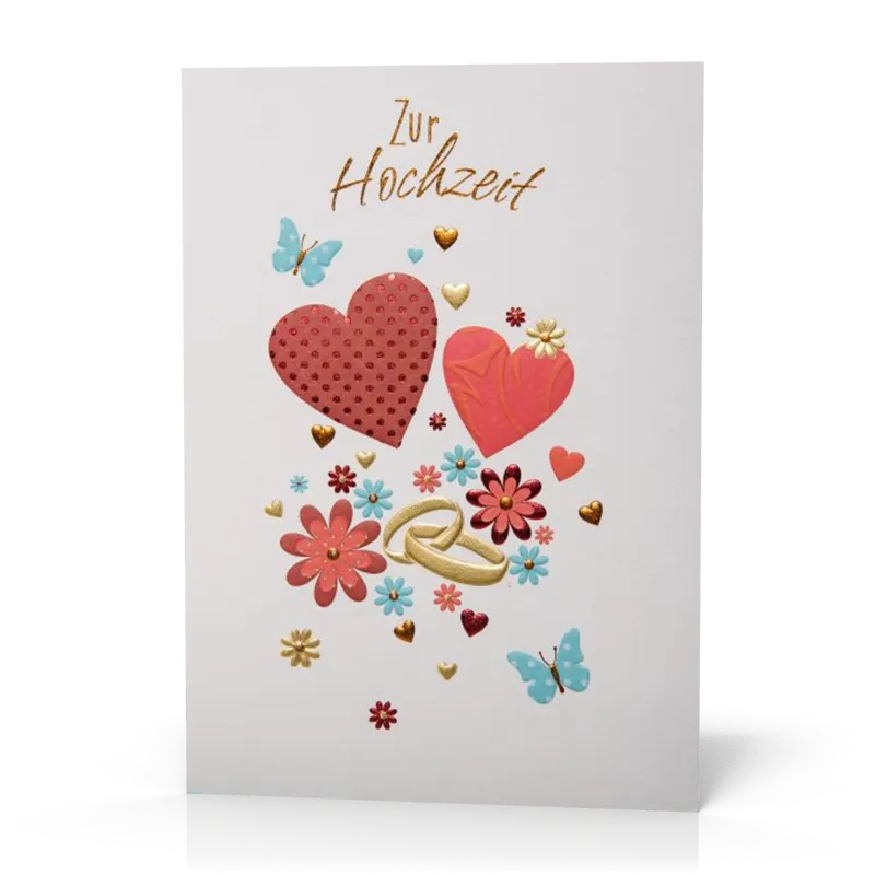 Doppelkarte Herzen Ringe PG6