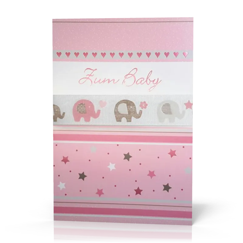 Doppelkarte Herzchen Sternchen rosa PG6