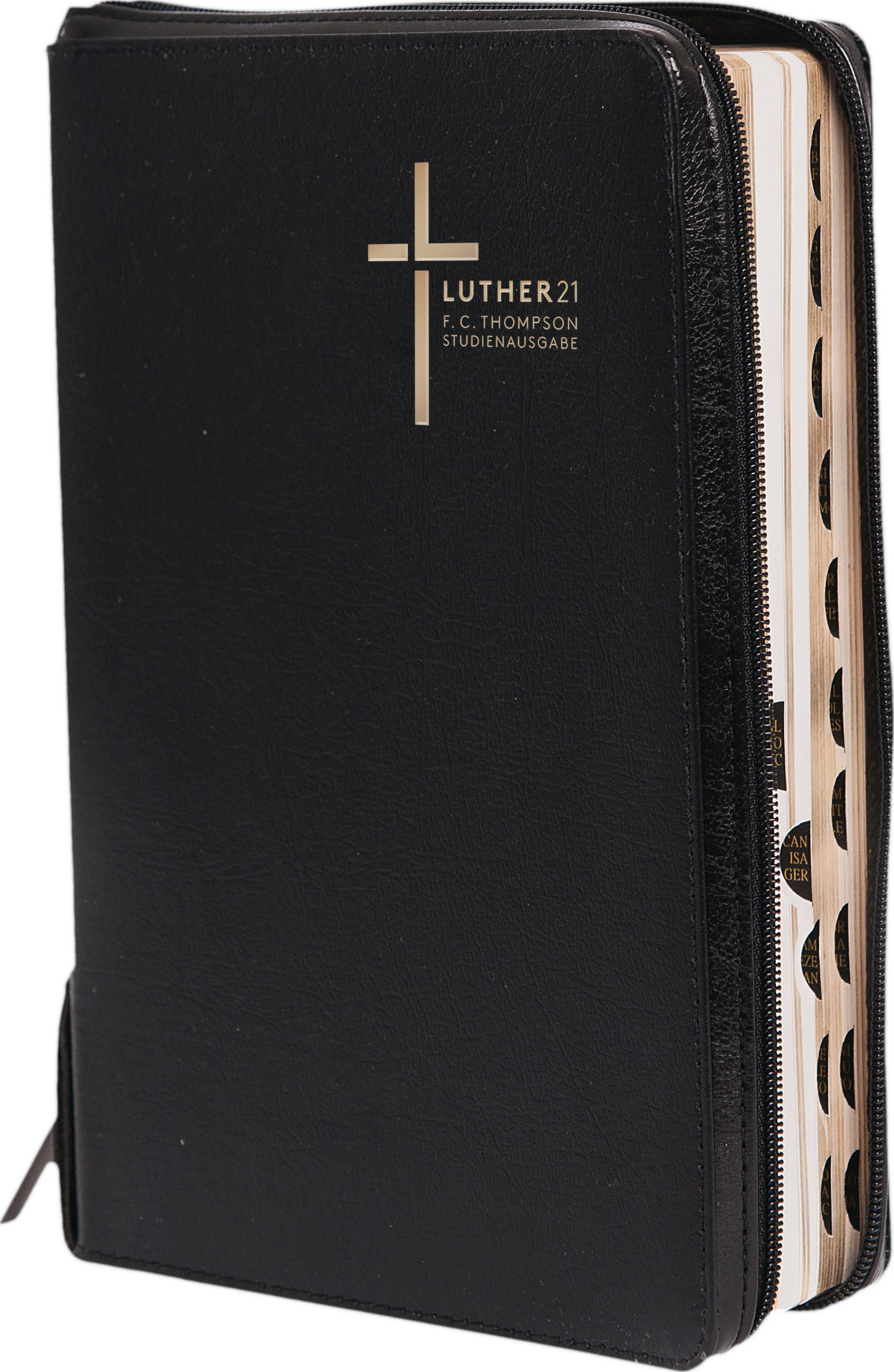 Luther21 - F.C.Thompson Studienbibel, Standard, Cromwell Leder, schwaz - Godschn. mit Register RV