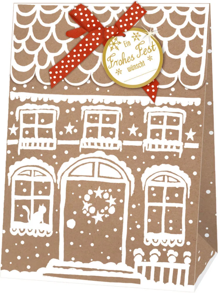 Maison en pain d'épice sac cadeau kraft