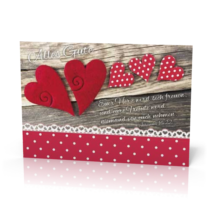 Doppelkarte Geburtstag Rote Herzen