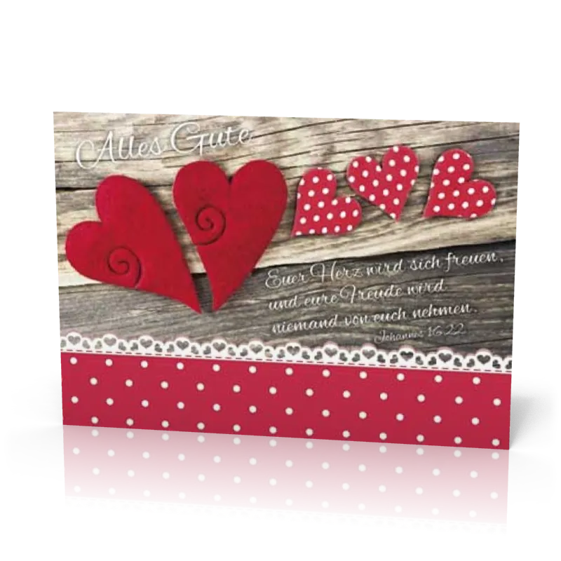 Doppelkarte Geburtstag Rote Herzen