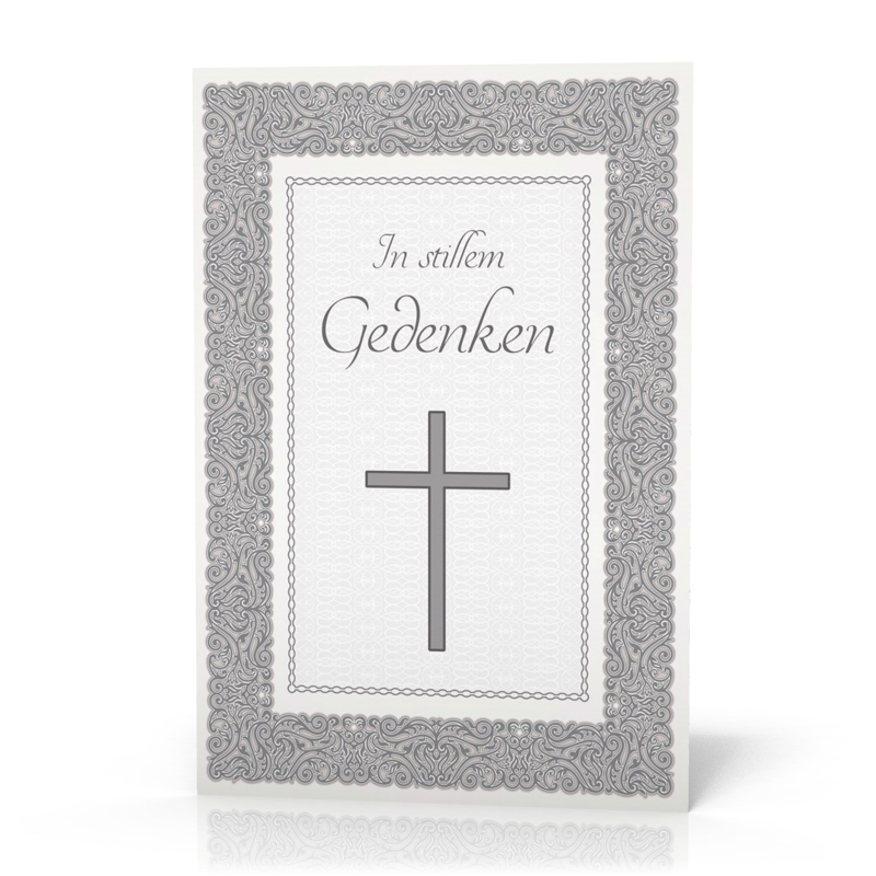 Doppelkarte Trauer Silbernes Kreuz