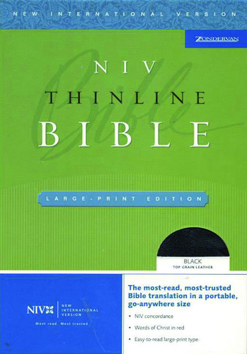Anglais, Bible New Iternational Version, grands caractères, thinline, cuir, noire
