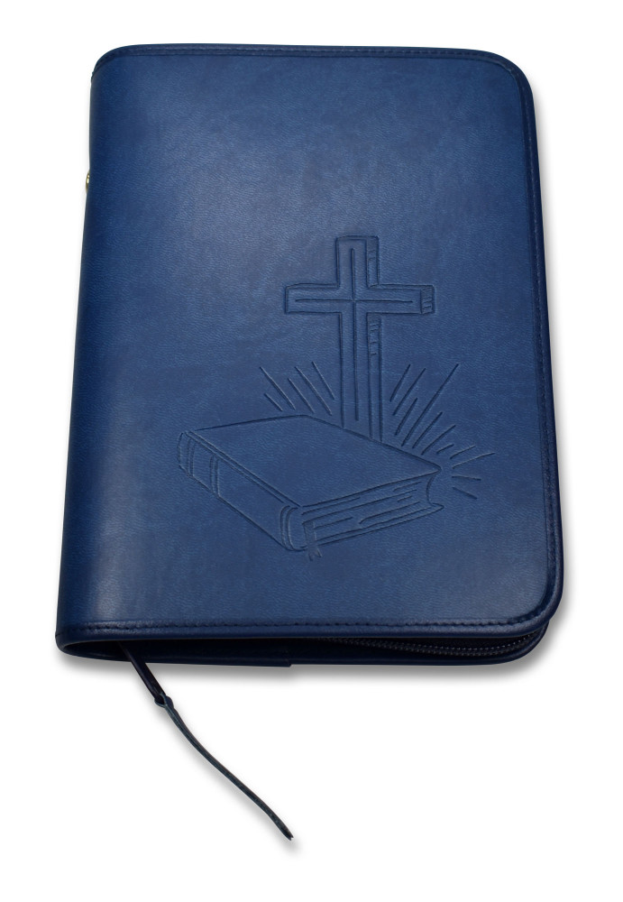 Bibelhülle Taschenausgabe - Bibel und Kreuz - Kunstleder, duneklblau