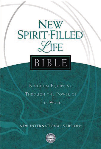 Anglais, Bible New International Version, New Spirit Filled Life, rigide, cartonnée, blanc/turquoise