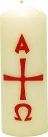 Bougie de Pâques, Alpha + Omega + Croix 16x6 cm