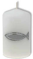 Bougie ichthus argent 8x5 cm