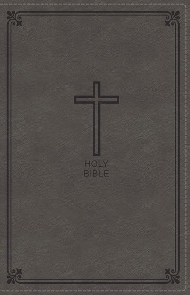 Anglais, Bible NKJV, deluxe Gift Bible - gros caractères, vivella, gris/taupe avec croix, tranche...