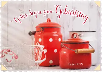 Postkarte Rote Email Kannen - 12 Stück pro Päckchen