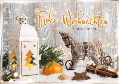 Doppelkarte Weihnachten Holzpferdchen