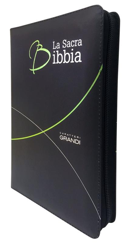 Italien, Bible gros caractères NR2006 - souple fibro noire avec fermeture éclair