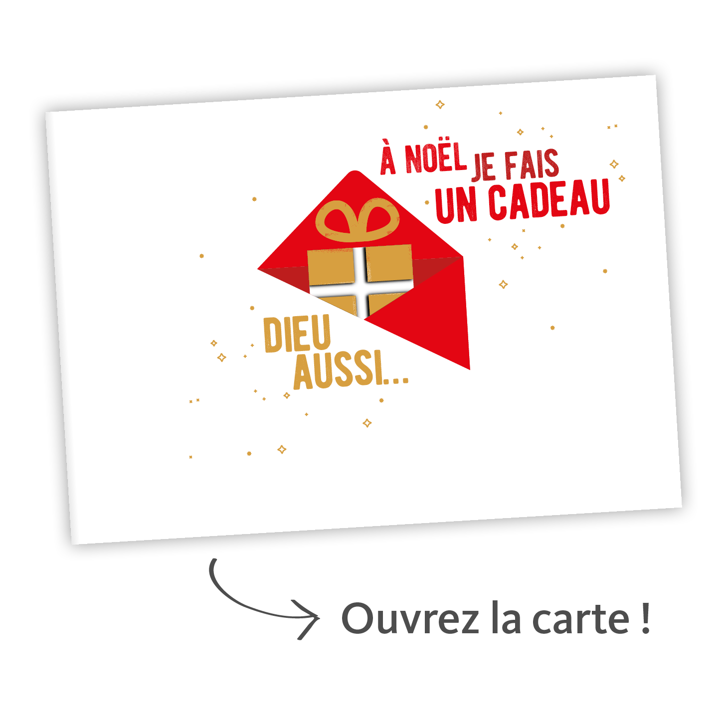 A Noel Je Fais Un Cadeau Dieu Aussi Carte Surprise