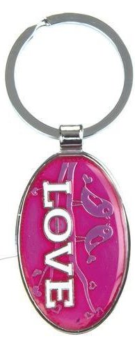 PORTE-CLES METAL LOVE 2 OISEAUX ROSE