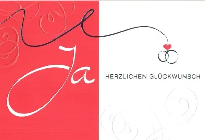 Doppelkarte Hochzeit Ja - Rot Weiss