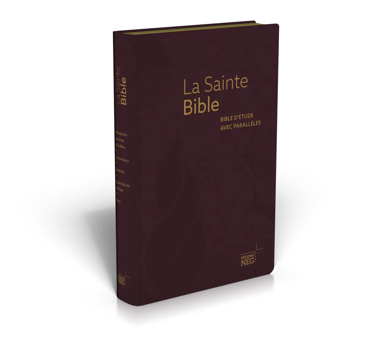 Bible d'étude NEG à parallèles, bordeaux - Couverture souple, fibrocuir, tranches or, onglets