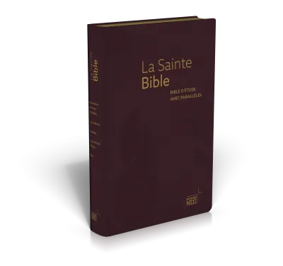 Bible d'étude NEG à parallèles, bordeaux - Couverture souple, fibrocuir, tranches or, onglets