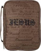 Pochette Bible Large, Tissu Brun - Noms de Jesus