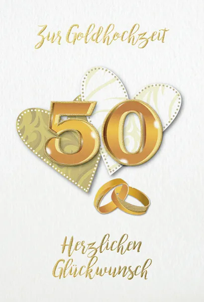 Doppelkarte 50 Zwei Herzen