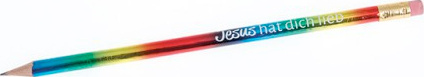 Jesus hat dich lieb - Bleistift mit Radiergummi - Metallic-Regenbogenfarben