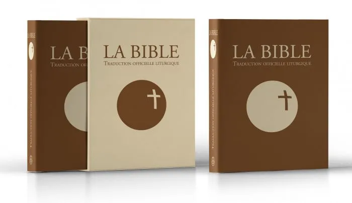 Bible, Traduction Officielle Liturgique, petit format - Couverture cuir marron, sous étui