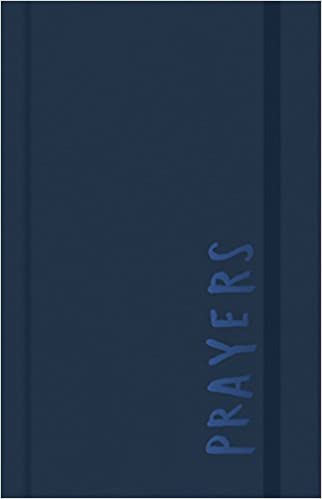 Carnet av. élastique bleu foncé PRAYERS -couverture toilée -Versets en anglais - 12 X 18.5 cm