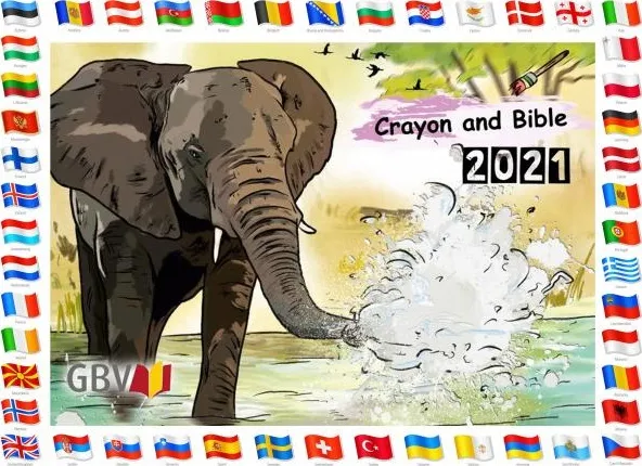 Anglais, Calendrier coloriage "Crayon and Bible" - Calendrier 2021, mensuel, à suspendre
