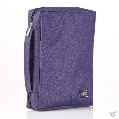 Pochette Bible, Taille S, Ichthus, Toile Violette, avec poche extérieure