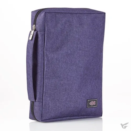 Pochette Bible, Taille S, Ichthus, Toile Violette, avec poche extérieure
