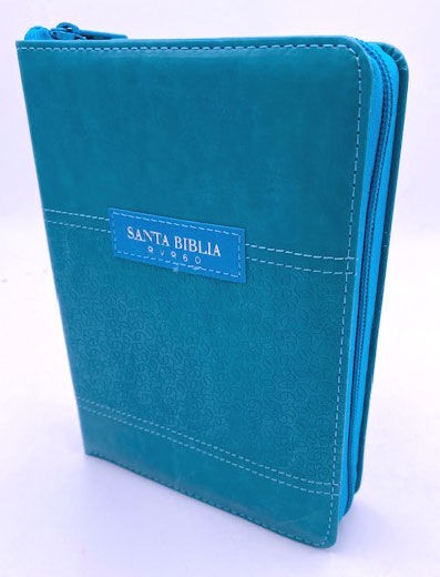 Espagnol, Bible RVR 1960, gros caractères, onglets, zipper simili turquoise