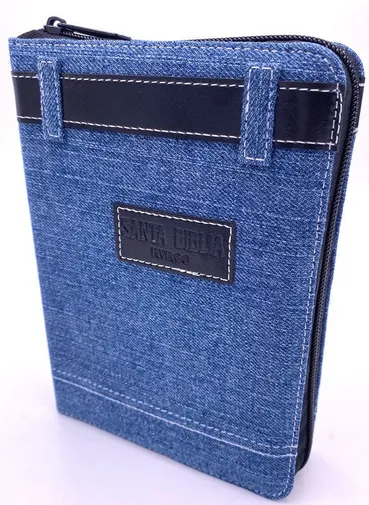 Espagnol, Bible RVR 1960, gros caractères, jeans, avec zipper et onglets, ceinture noire