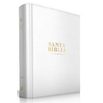 Espagnol, Bible RVR 1960, compact, gros caractères, similicuir blanc - Biblia Reina Valera 1960 letra grande tamaño manual imita