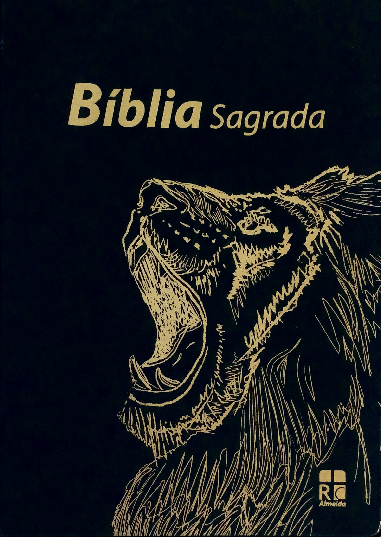 Portugais, Bible ARC, vinyle noir avec lion doré, 19 x 13.5 cm - [Almeida Revista e Corrigida]
