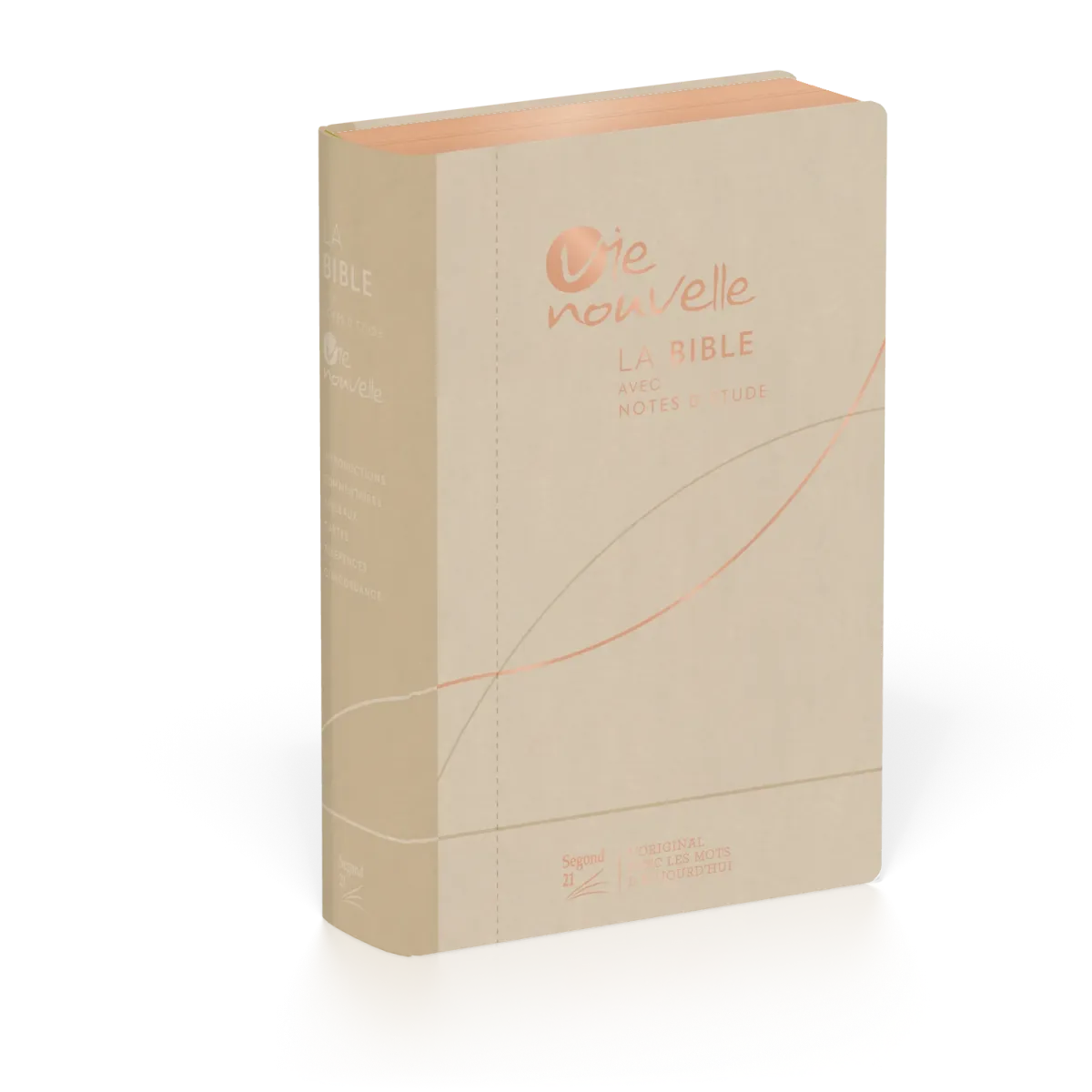 Bible d'étude Vie nouvelle, Segond 21 - couverture souple, Vivella beige, tranches or rose
