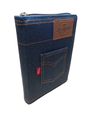 Bible Semeur 2015, compacte, couverture jeans souple bleue, avec zip - tranche blanche