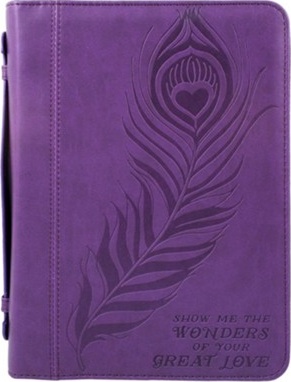 Pochette Bible, similicuir violet, Large - Show Me the Wonders of Your Great Love