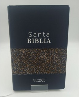 Espagnol, Bible Reina Valera 2020, flexa bleu foncé avec motifs feuillage