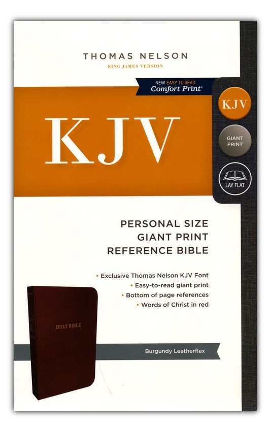 KJV Personal Size, Giant Print, Reference Bible, Burgund, Leather-Look