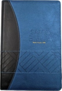 Espagnol, Bible RVR 1960, compact, gros caractères, similicuir duo noir/bleu électrique,avec zip -