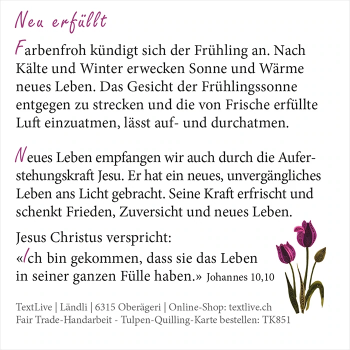 Quilling-Karte Tulpe - Neu erfüllt