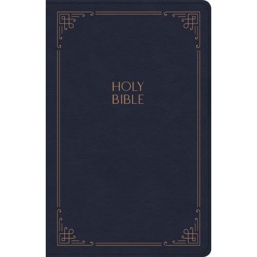 Anglais, Bible KJV, gros caractères, format compact, similicuir bleu marine avec liseré doré - KJV Large Print Personal Size Ref