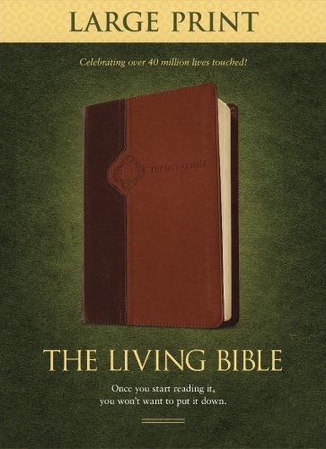 Anglais, Bible The Living Bible, similicuir souple, duo brun, tranche or