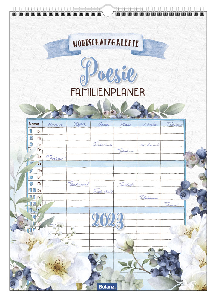 Kalender Familienplaner 6-spaltig Poesie - Wandkalender