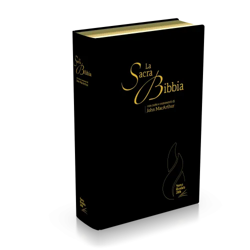 ITALIEN, BIBLE NR, MACARTHUR FIBRO NOIR, ONGLET, TR. OR