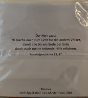 Faltkarte 15x15cm Menora - Stoffapplikation Ursi Minder-Frick - Apg. 13,47