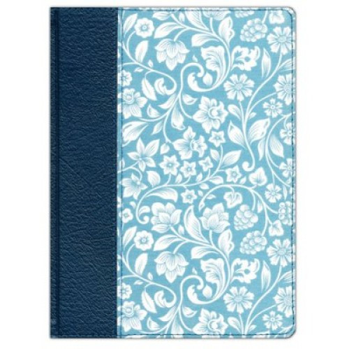 Espagnol, Bible journal de bord, Reina Valera 1960, cuir et tissu imprimé bleu